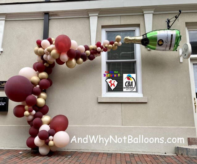and why not balloons clemson sc greer sc upstate sc balloon organic champagne bottle