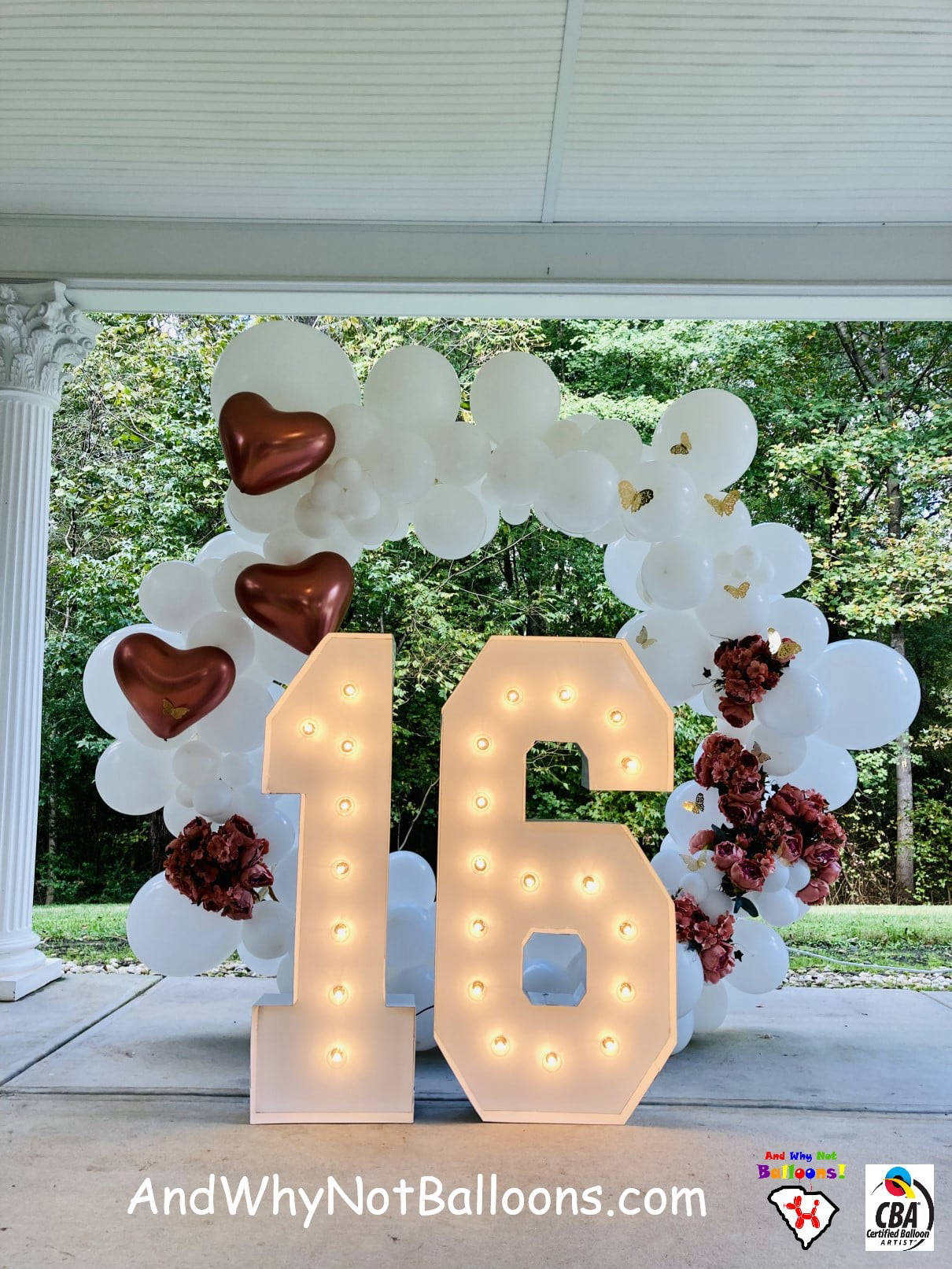 and why not balloons duncan sc upstate sc balloon organic decor lit numbers sweet 16