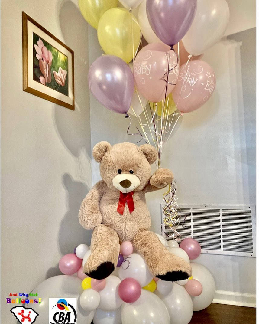and why not balloons greenville sc greer sc upstate sc balloon organic baby shower teddy bear bouquet