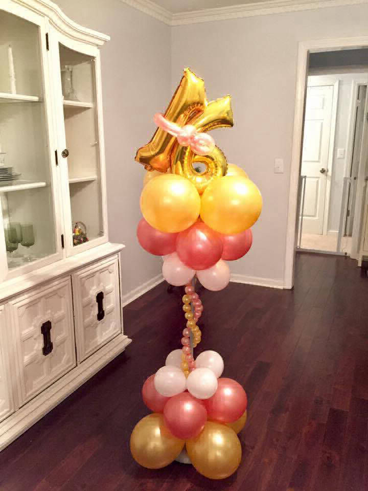 Greer SC sweet 16 birthday custom balloon column