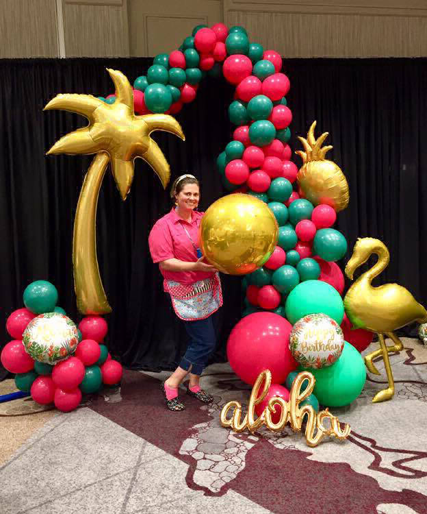 Greer SC aloha themed custom balloon organic demi arch