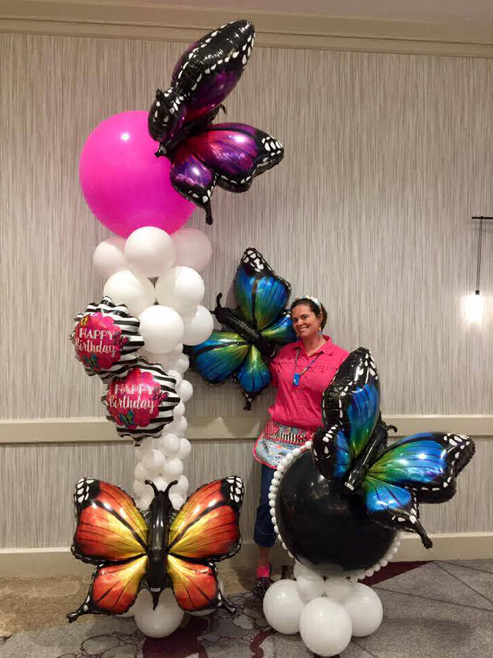 Greenville SC butterfly themed custom balloon organic column