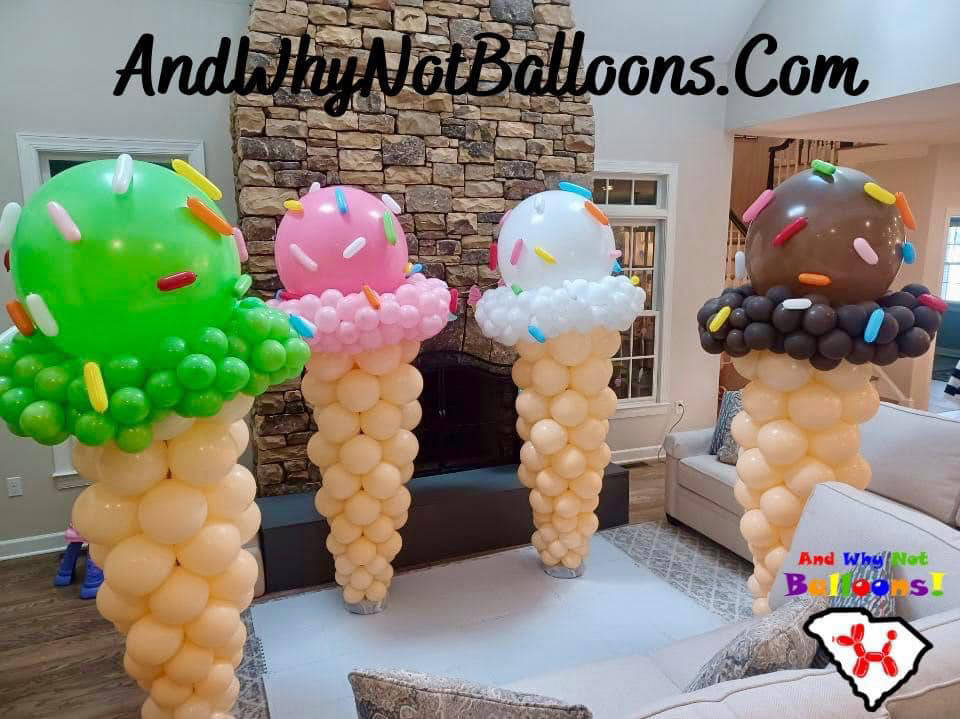 and why not balloons ice cream cone balloon decor