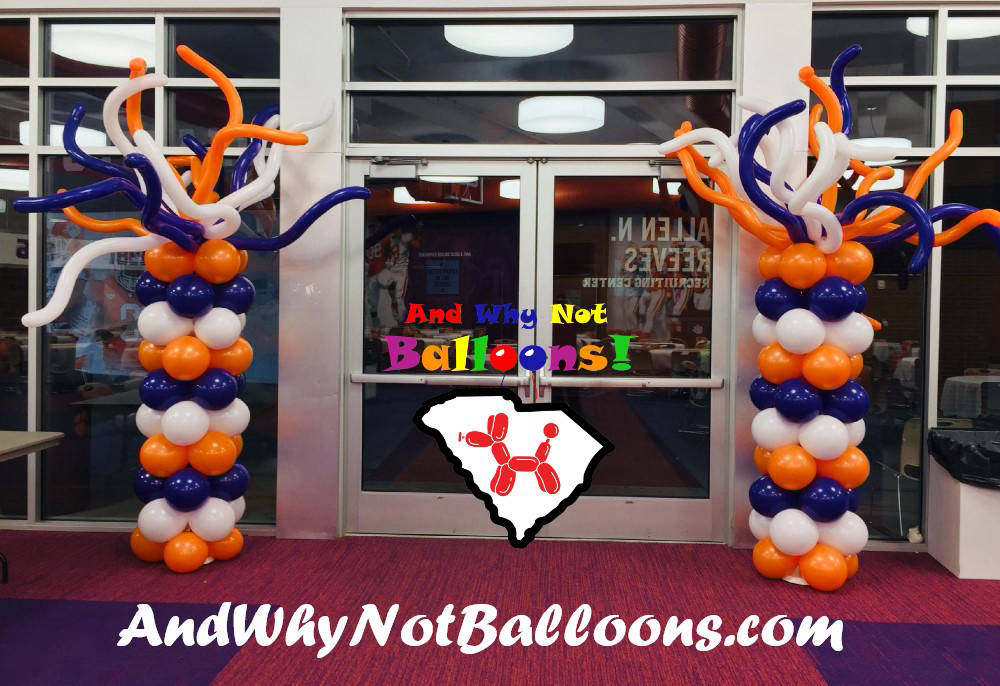 Clemson SC tigers themed custom balloon columns wacky wavers