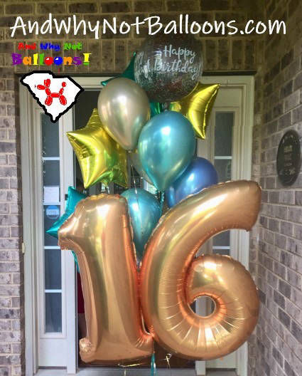 anderson sc balloon decor and why not balloons custom sweet 16 birthday bouquet