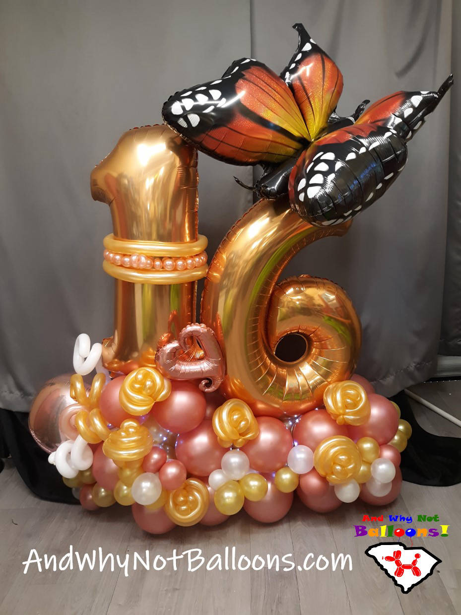 clemson sc balloon decor and why not balloons custom sweet 16 birthday bouquet