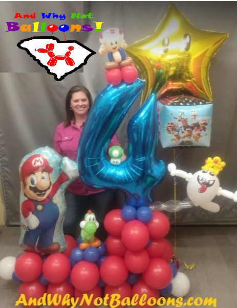 Spartanburg SC Custom twisted balloon Mario themed birthday decor