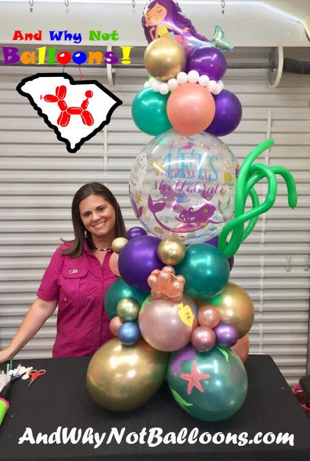 Spartanburg SC Custom birthday deluxe mermaid balloon arrangement