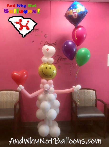 greenville sc custom balloon characters nurse and why not balloons