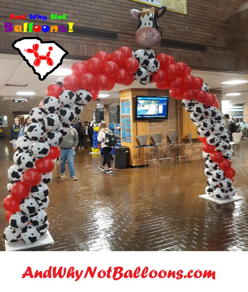 Greenwood SC cow themed balloon arch