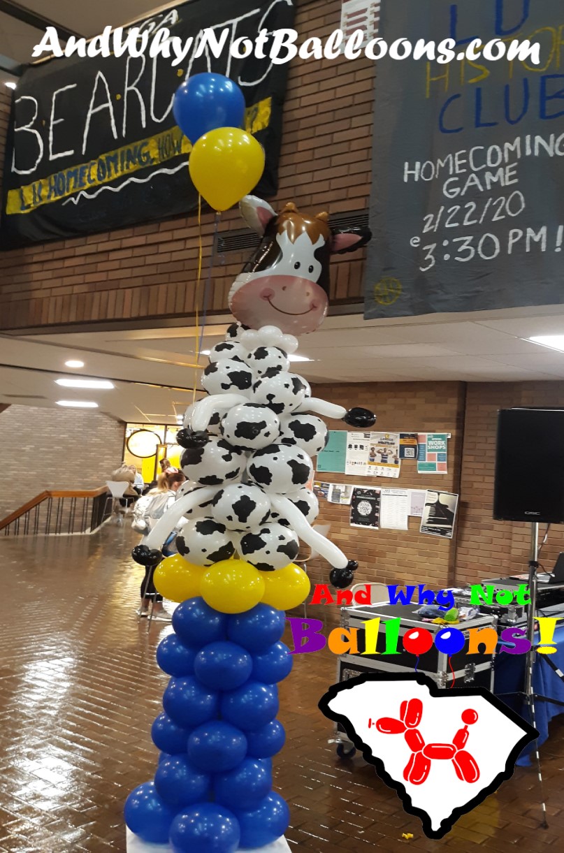 Greenwood SC custom cow themed balloon column