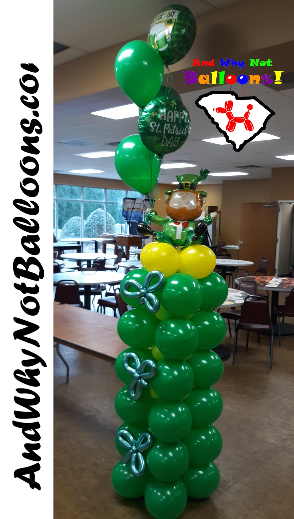 Greenville SC custom St Patricks Day themed balloon column