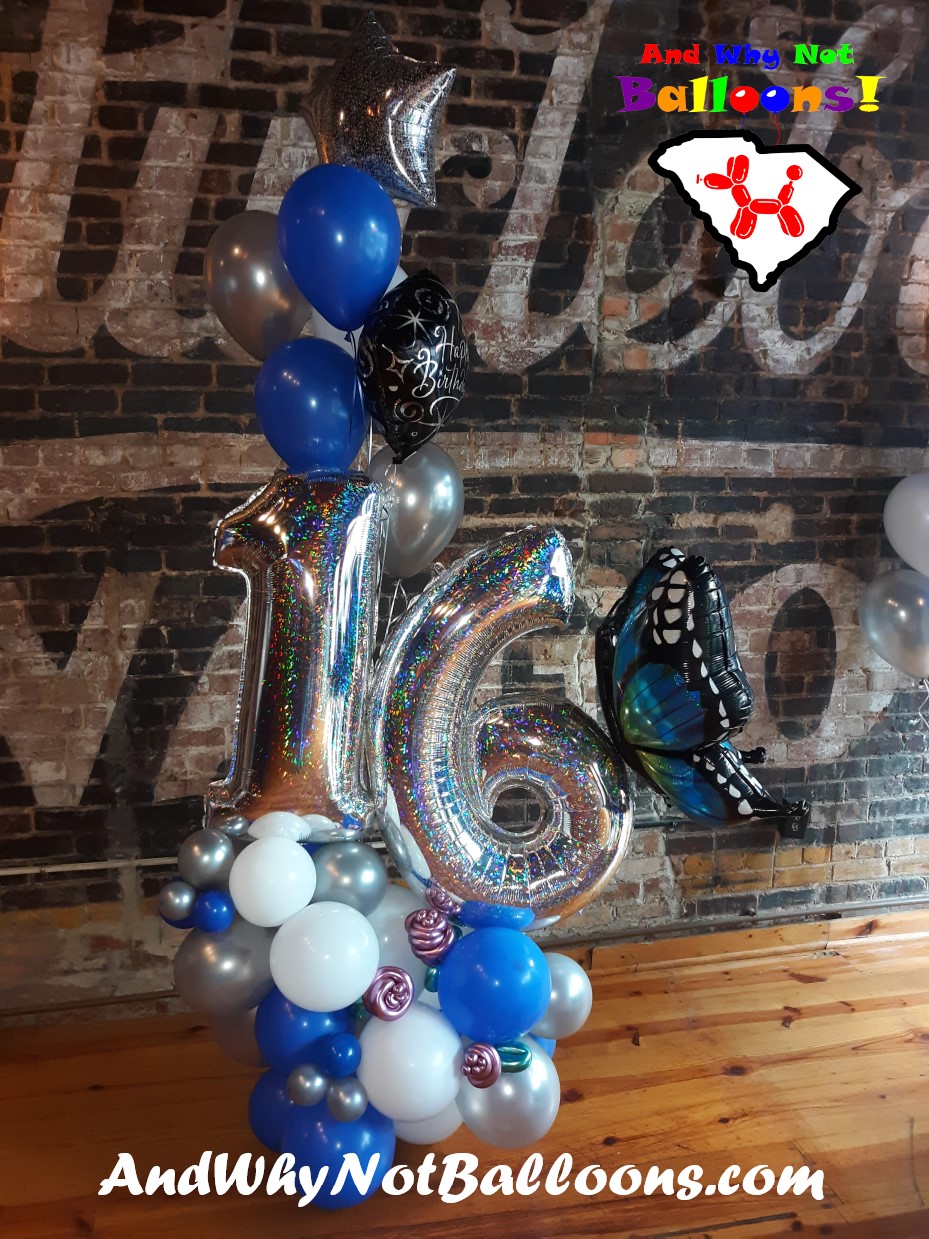 Fountain Inn SC sweet sixteen birthday party balloon custom organic arrangement