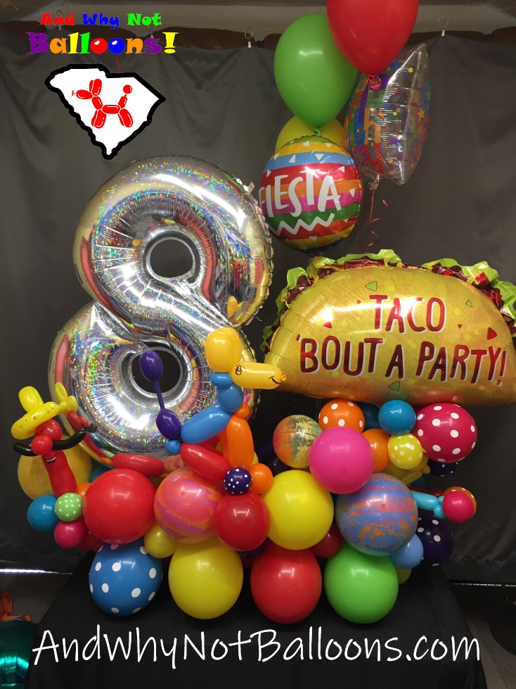 Travelers Rest SC taco themed birthday party balloon custom organic arrangement