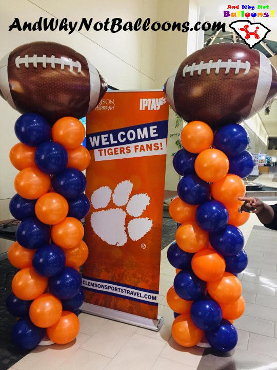 Clemson SC tigers themed custom balloon football columns
