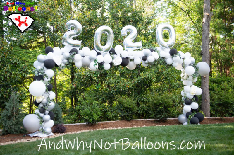 Taylors SC graduation party organic balloon decor arch