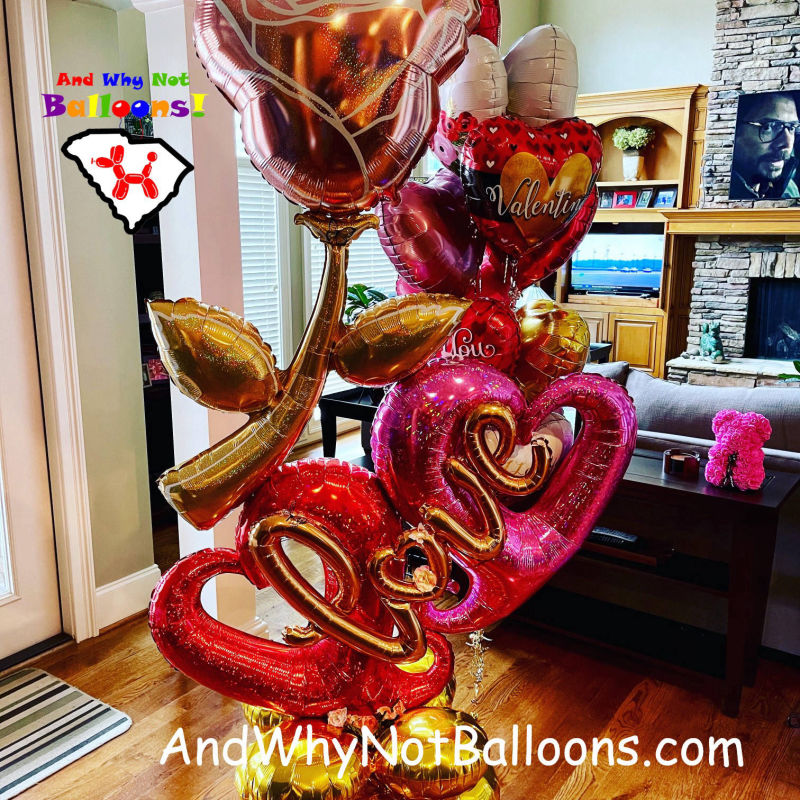 greenville sc spartanburg sc anderson sc upstate sc south carolina balloon decor and why not balloons Valentine Deluxe Bouquet